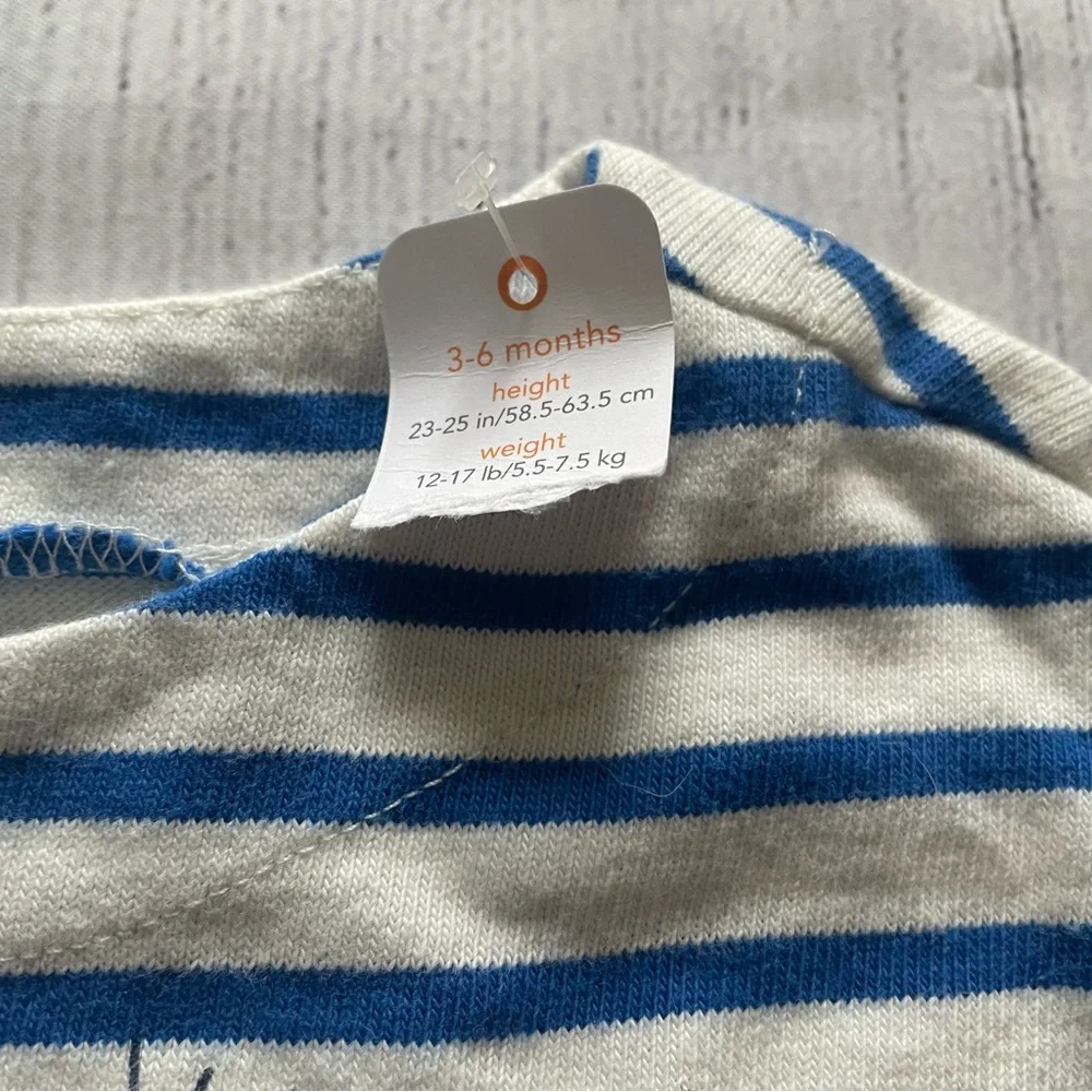 Gymboree Blue Striped Ocean Scene Shirt size 3-6 months